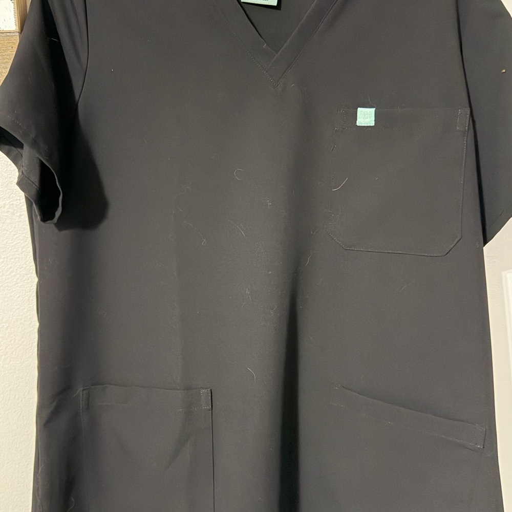 Classic Black V-Neck Scrub Top